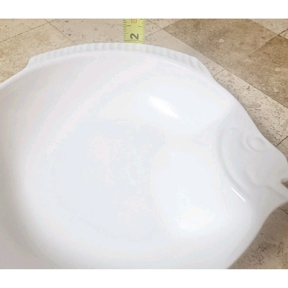Vintage Pfaltzgraff White Fish Shaped Bake 'N Server Bowl Casserole Dish #245